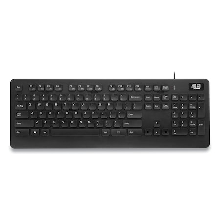 Adesso EasyTouch 631UB Antimicrobial Waterproof Keyboard, 104 Keys, Black AKB-631UB